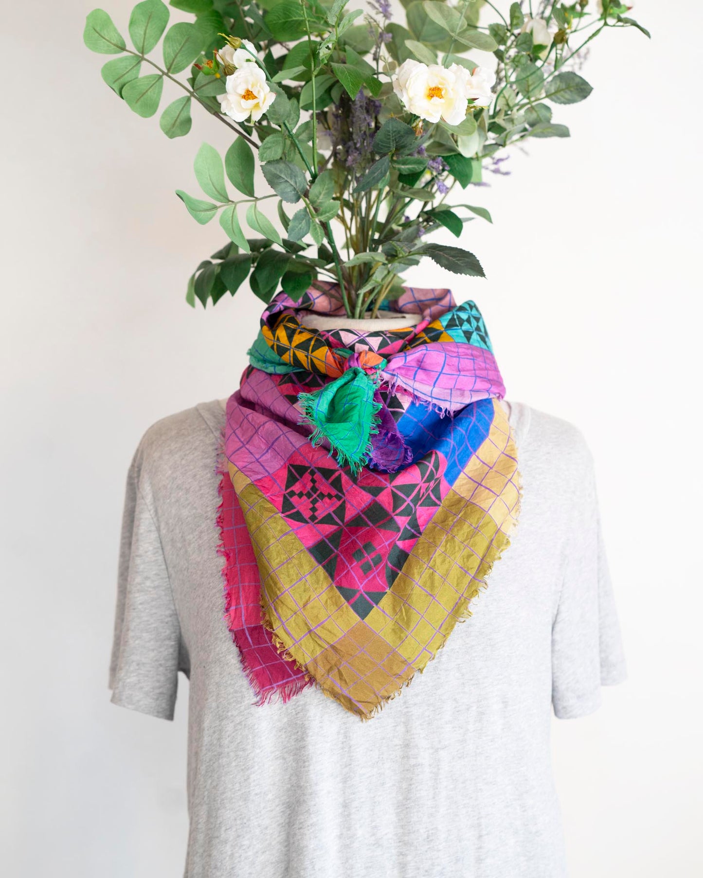 Autumn Silk Scarf - Patchwork