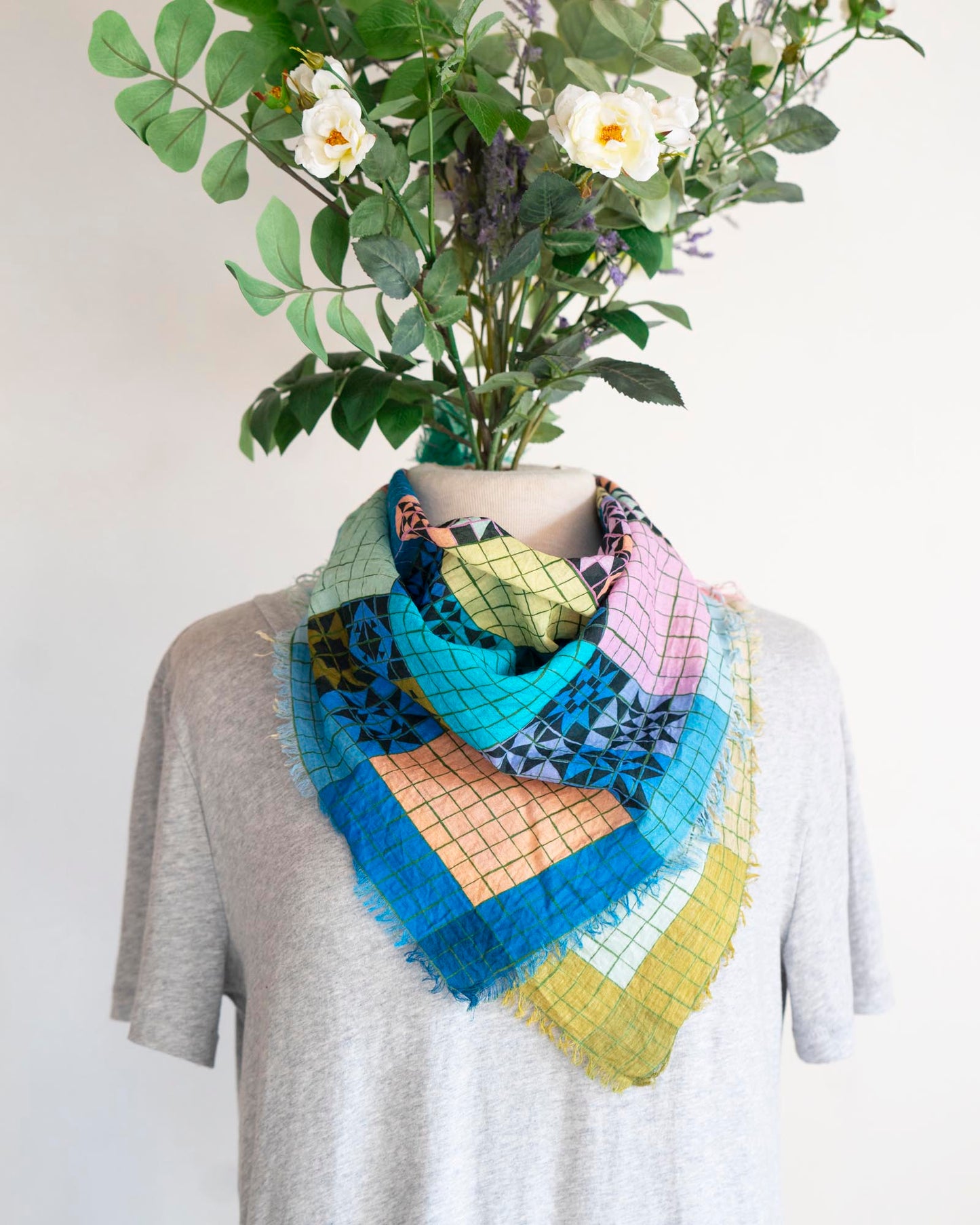 Spring Cotton Scarf - Patchwork