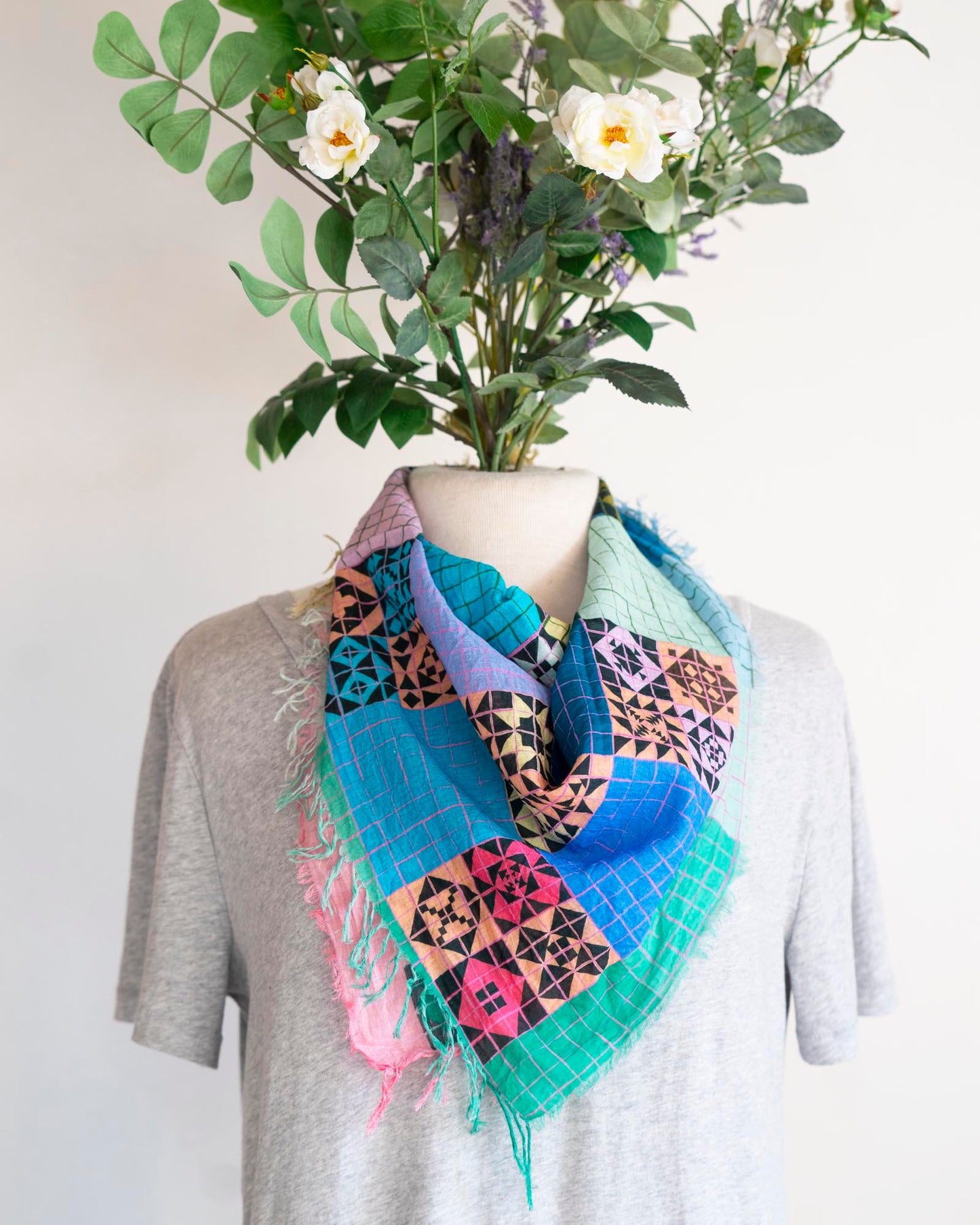 Spring Cotton Scarf - Patchwork