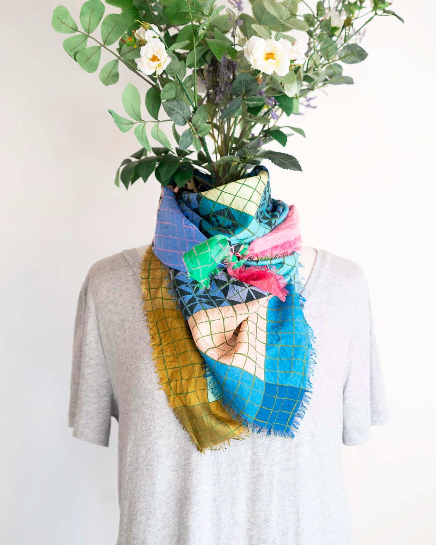 Spring Silk Scarf - Patchwork