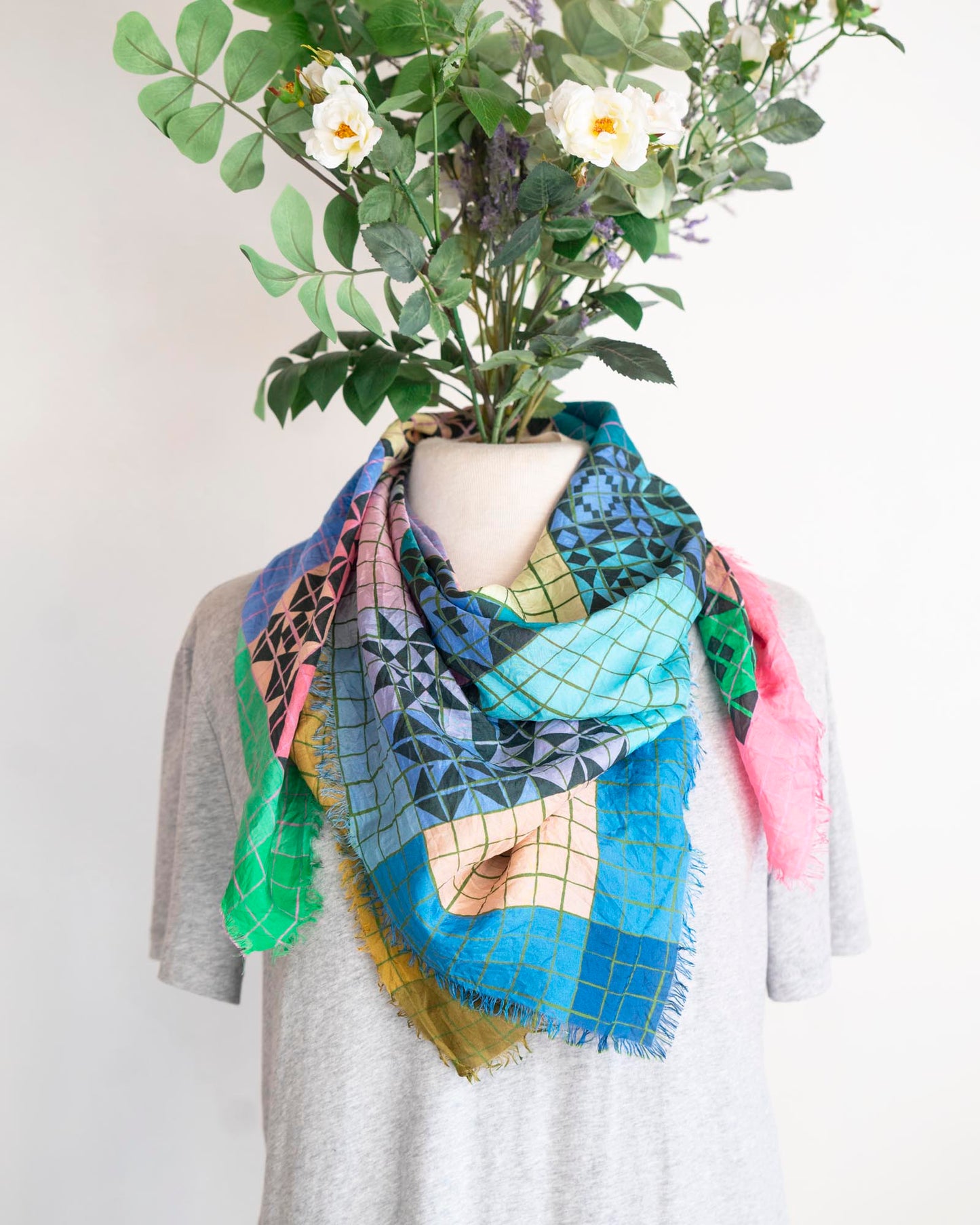 Spring Silk Scarf - Patchwork