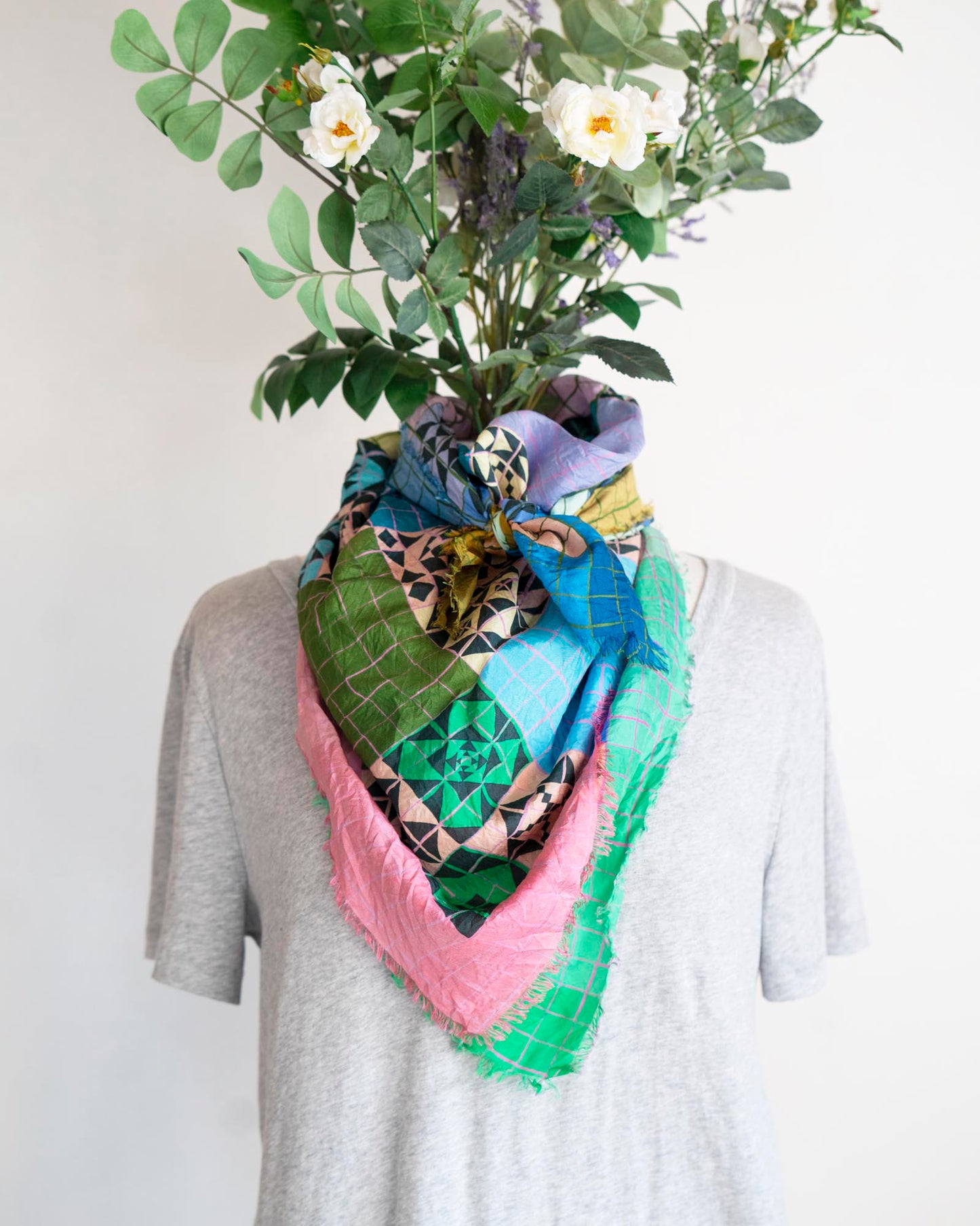 Spring Silk Scarf - Patchwork