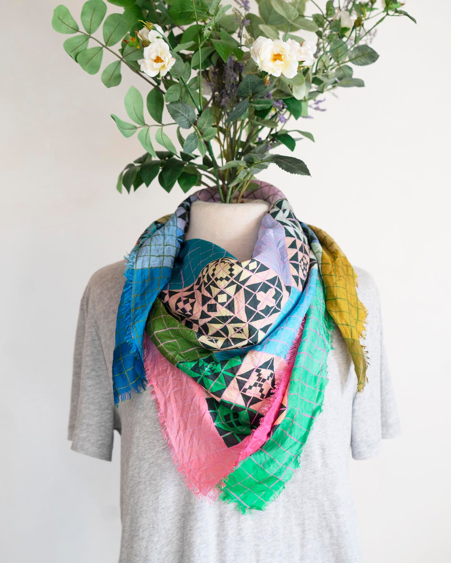 Spring Silk Scarf - Patchwork