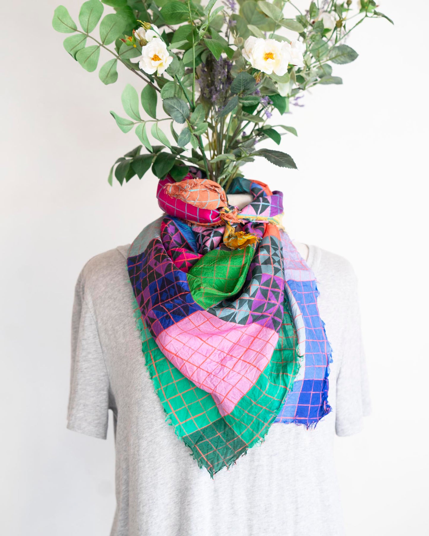 Summer Silk Scarf - Patchwork