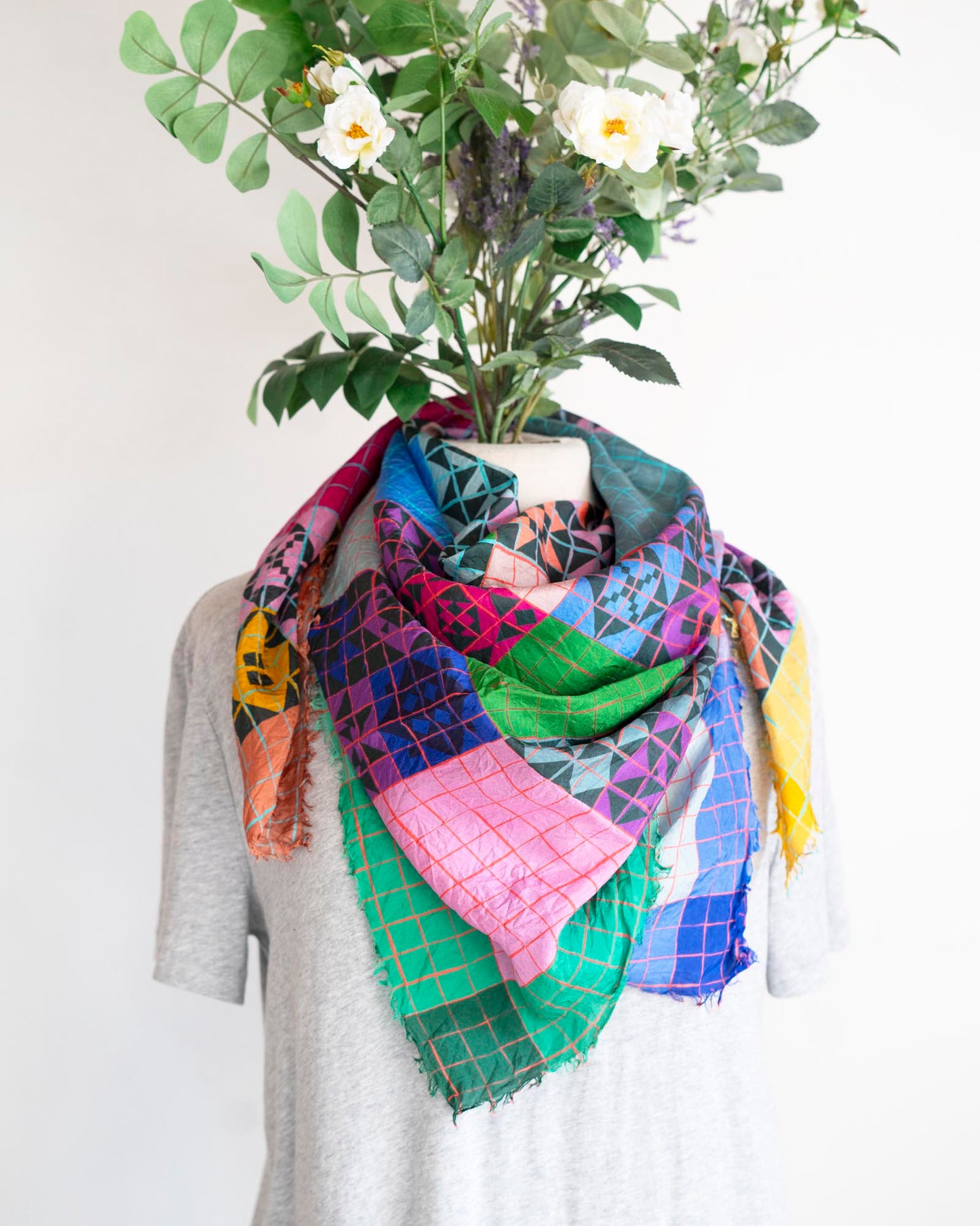 Summer Silk Scarf - Patchwork