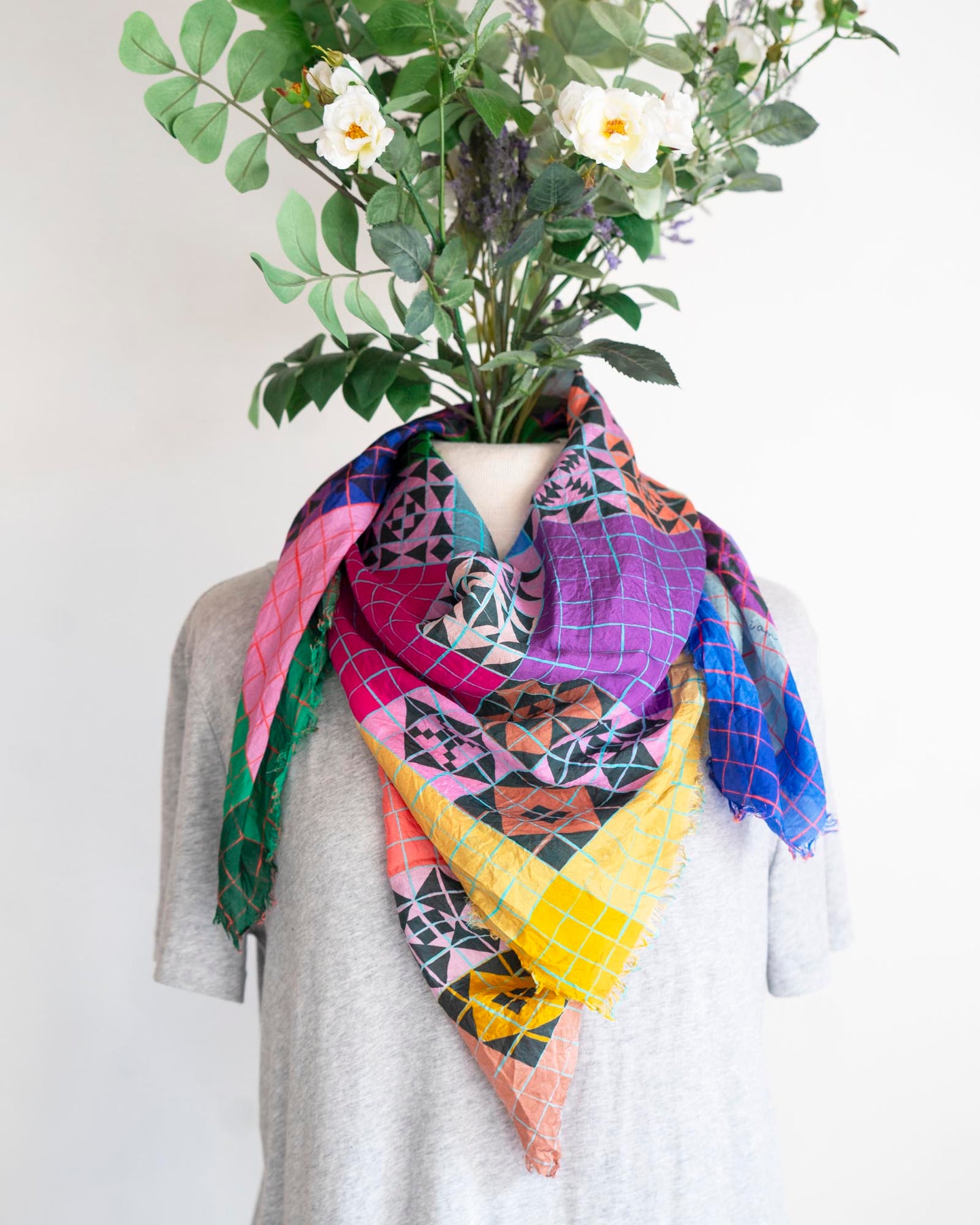 Summer Silk Scarf - Patchwork