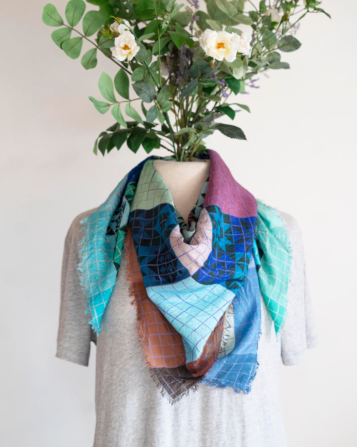 Winter Silk Scarf - Patchwork