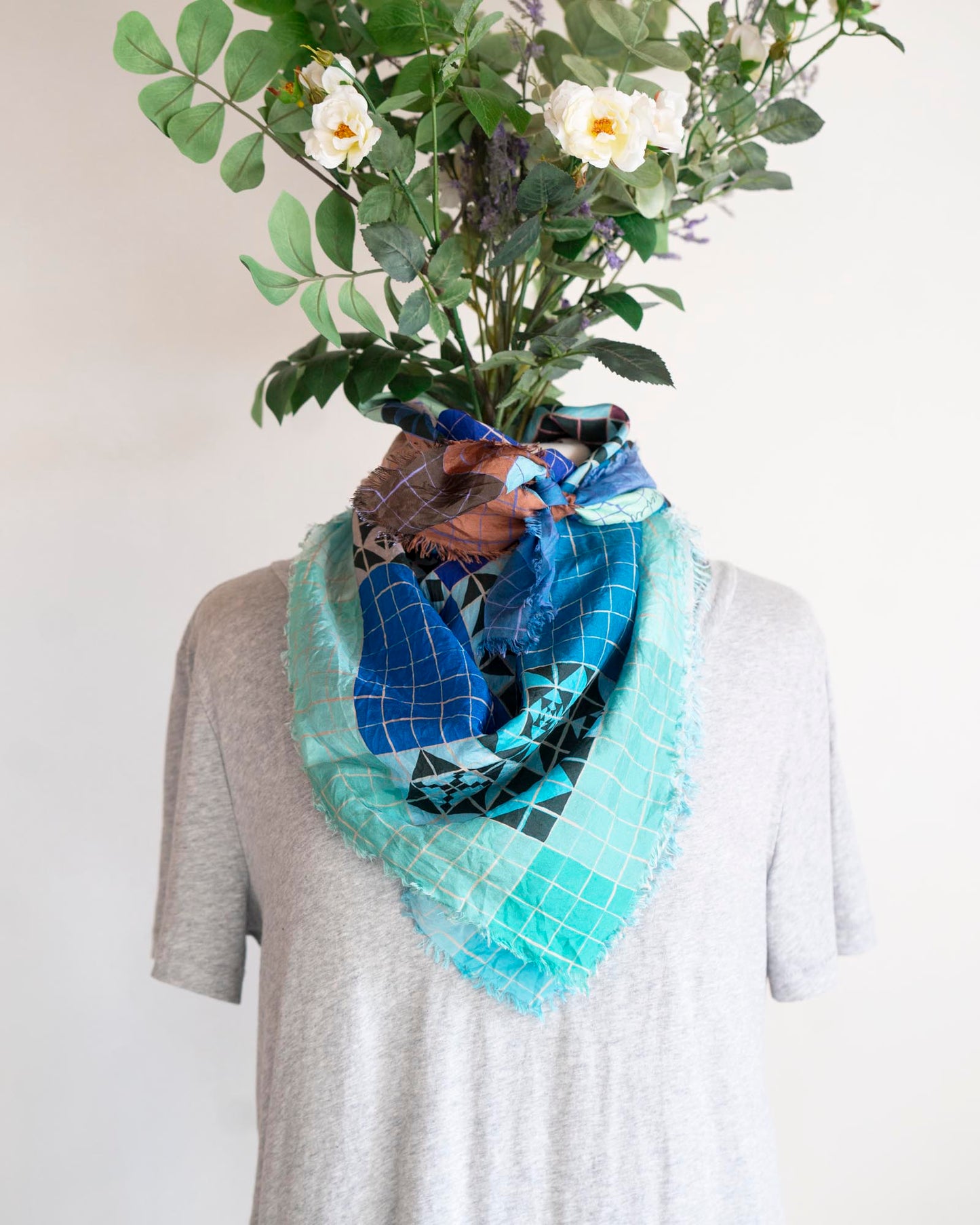 Winter Silk Scarf - Patchwork