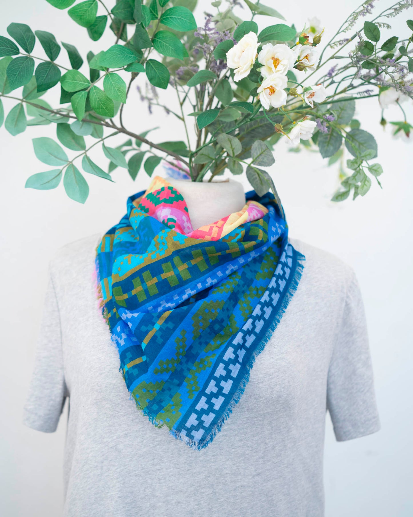Spring Cotton Scarf - Fair Isle