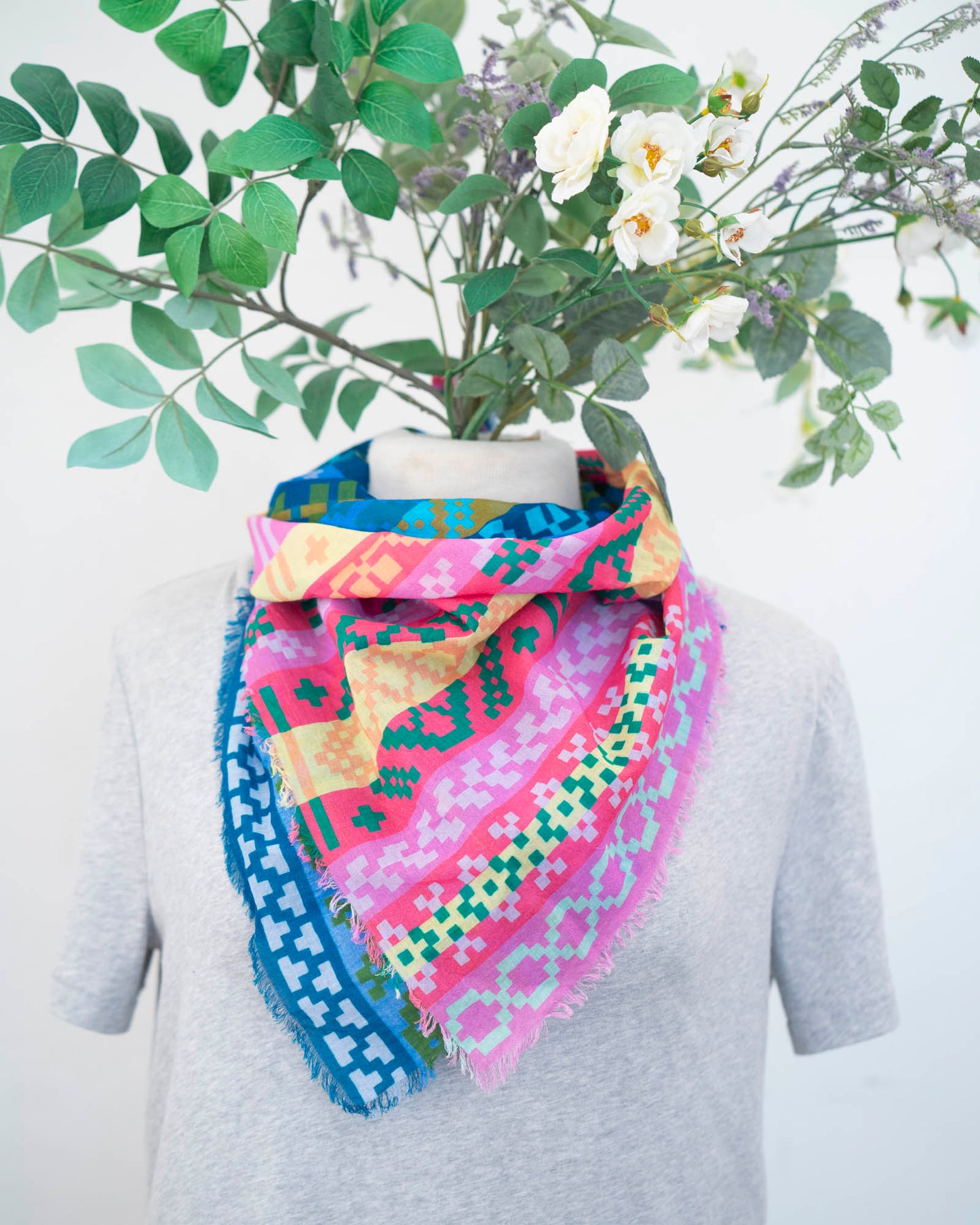 Spring Cotton Scarf - Fair Isle