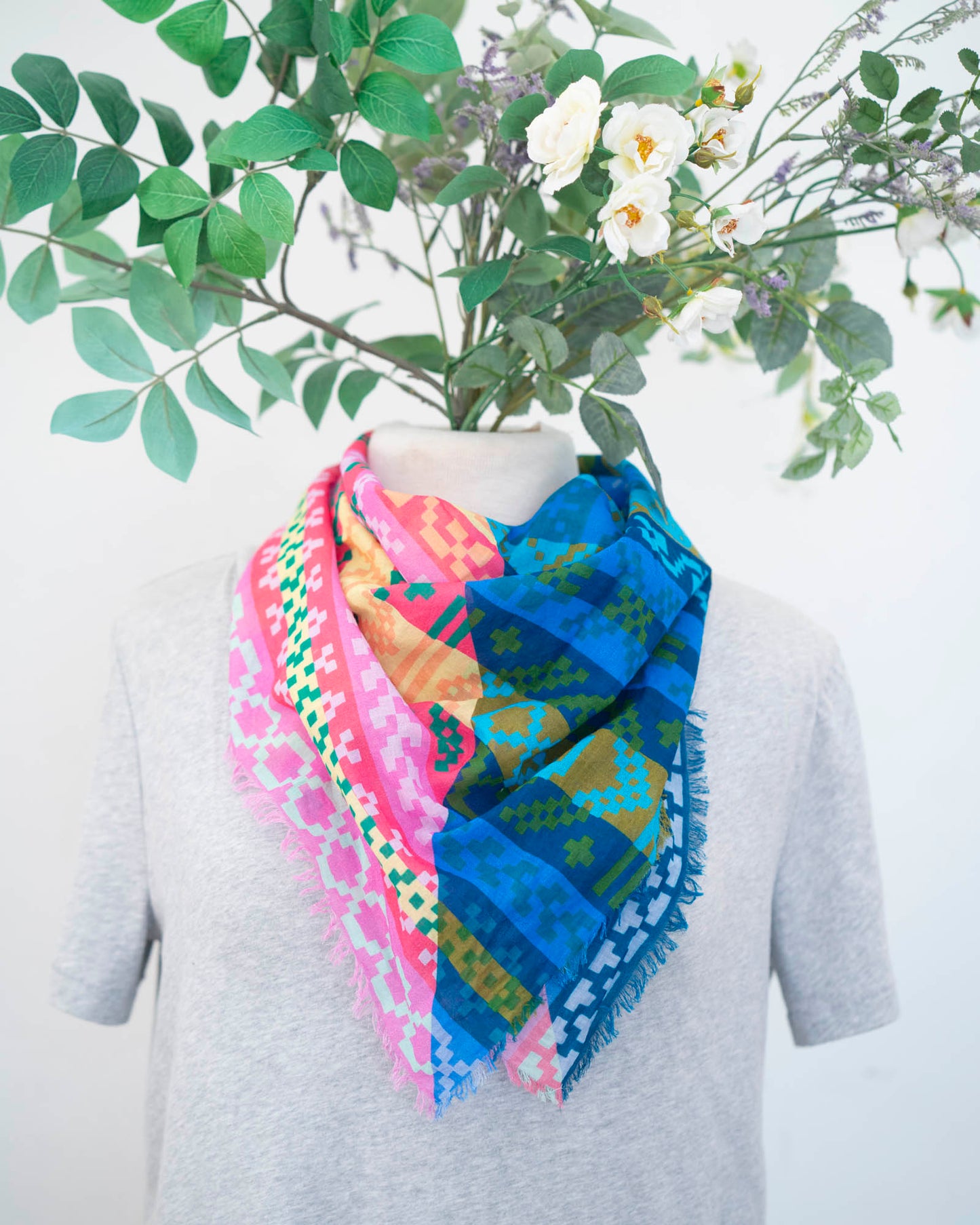 Spring Cotton Scarf - Fair Isle