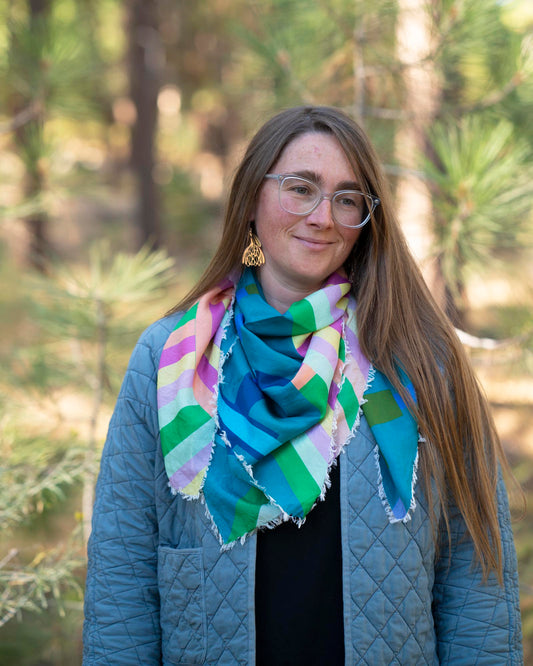 Spring in the Mountains Silk Wild Rag Scarf - Crossed