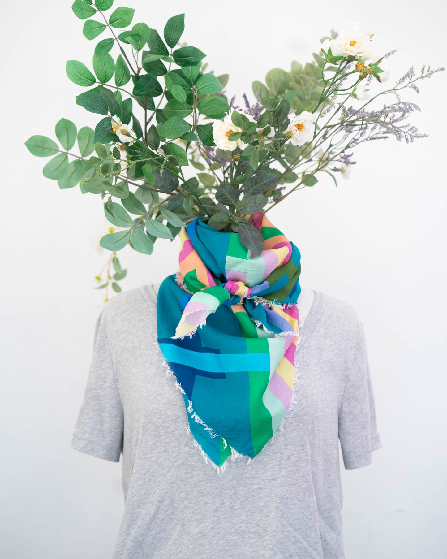 Spring in the Mountains Silk Wild Rag Scarf - Crossed