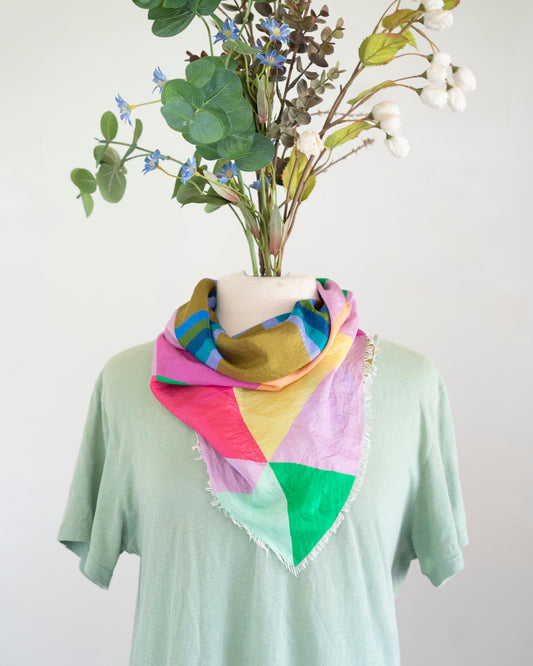 Spring in the Mountains Silk Bandana Scarf - Diamonds