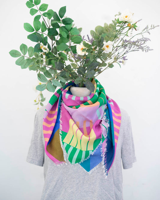 Spring in the Mountains Silk Wild Rag Scarf - Shapes