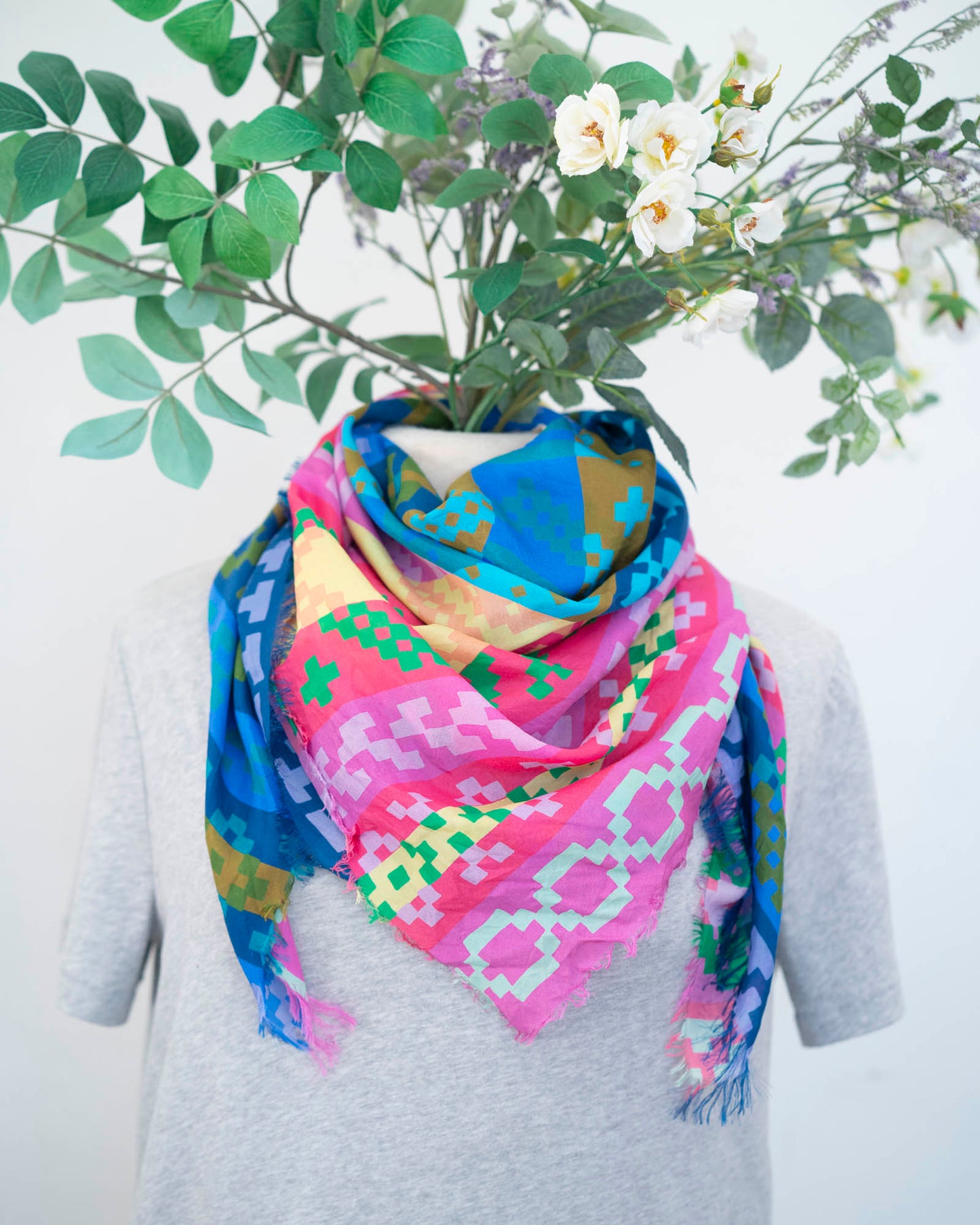 Spring in the Mountains Silk Wild Rag Scarf - Fair Isle