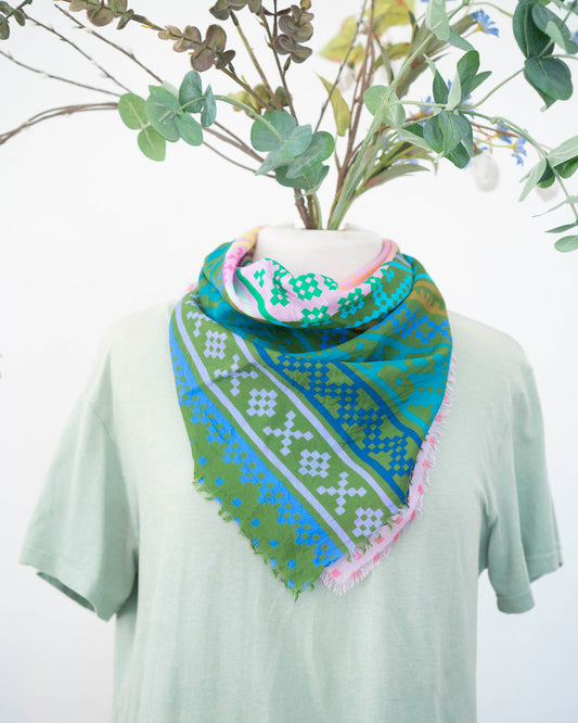 Spring in the Mountains Silk Bandana Scarf - Norwegian