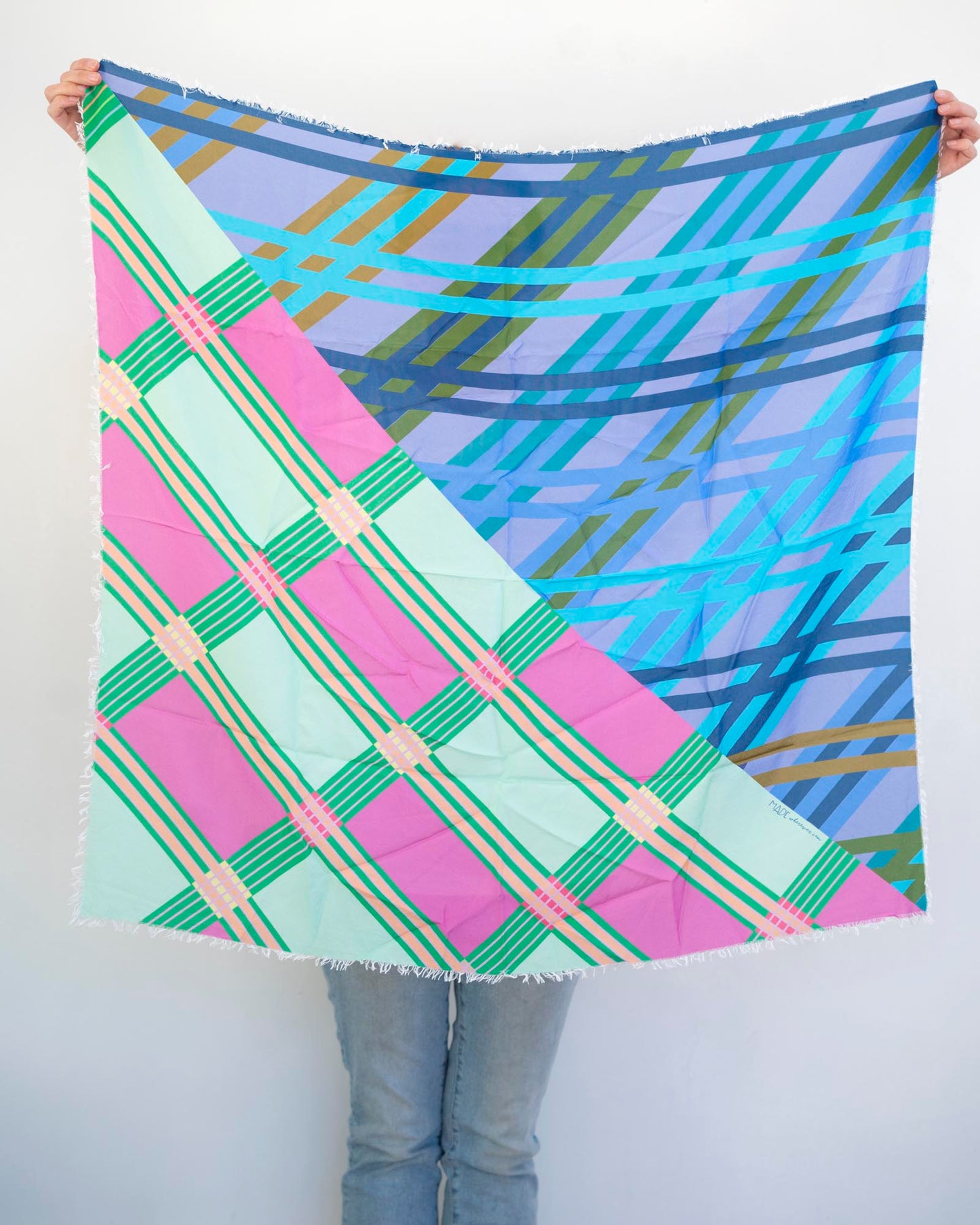 Spring in the Mountains Silk Wild Rag Scarf - Stripes