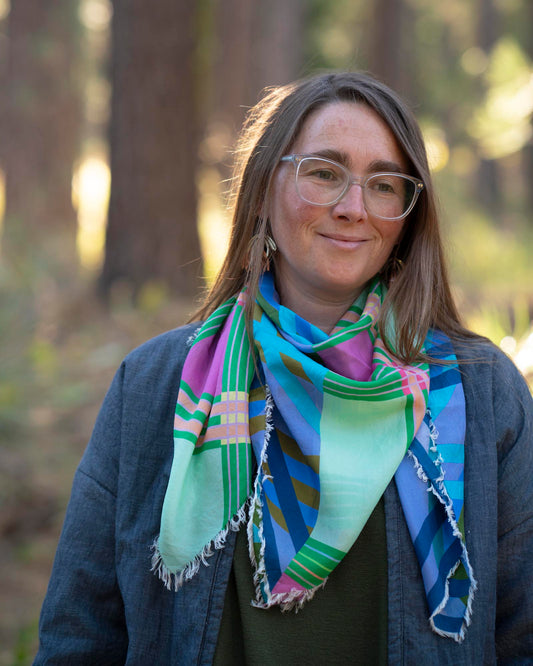 Spring in the Mountains Silk Wild Rag Scarf - Stripes