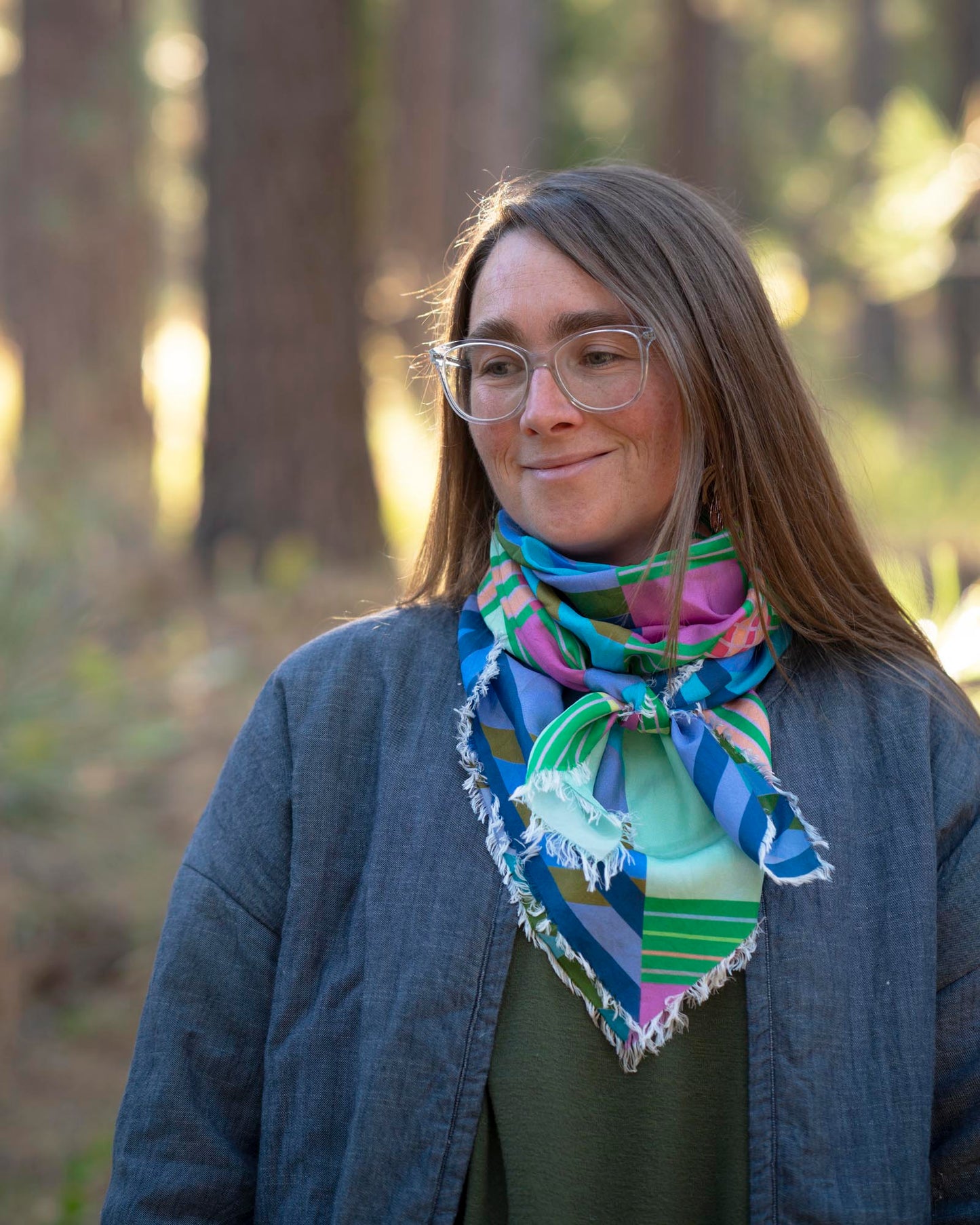 Spring in the Mountains Silk Wild Rag Scarf - Stripes