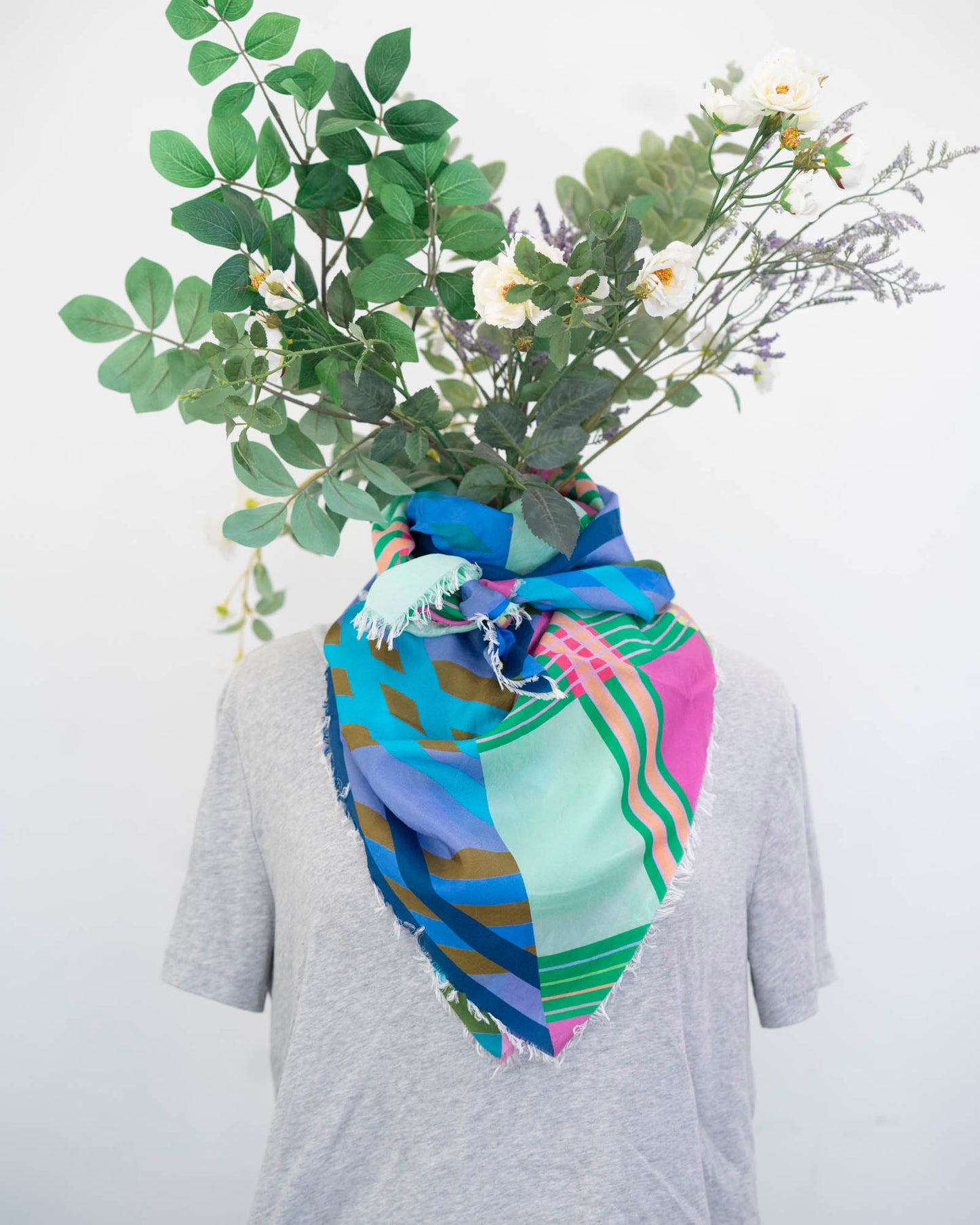 Spring in the Mountains Silk Wild Rag Scarf - Stripes