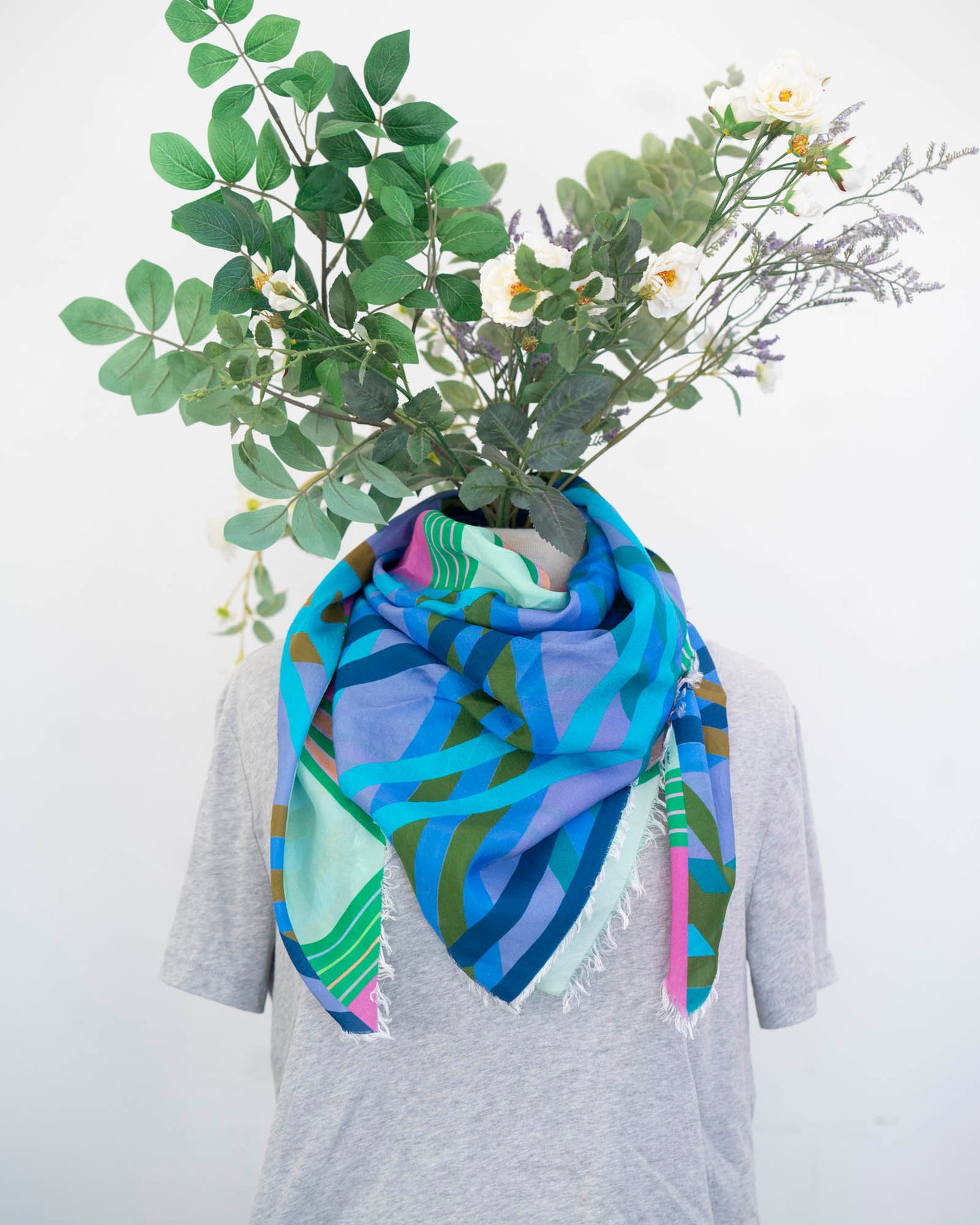 Spring in the Mountains Silk Wild Rag Scarf - Stripes