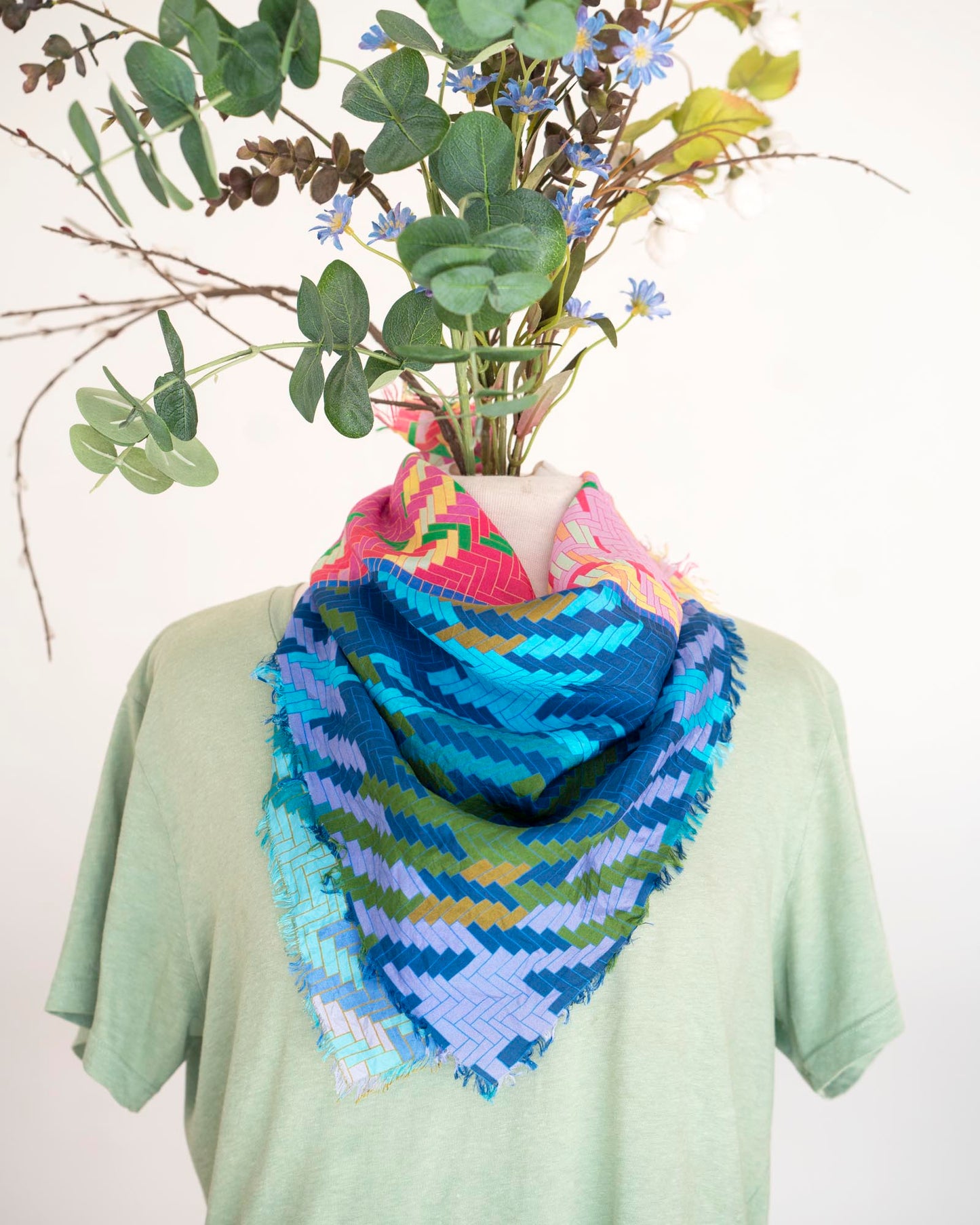 Spring in the Mountains Silk Bandana Scarf - Tartan & Tweed