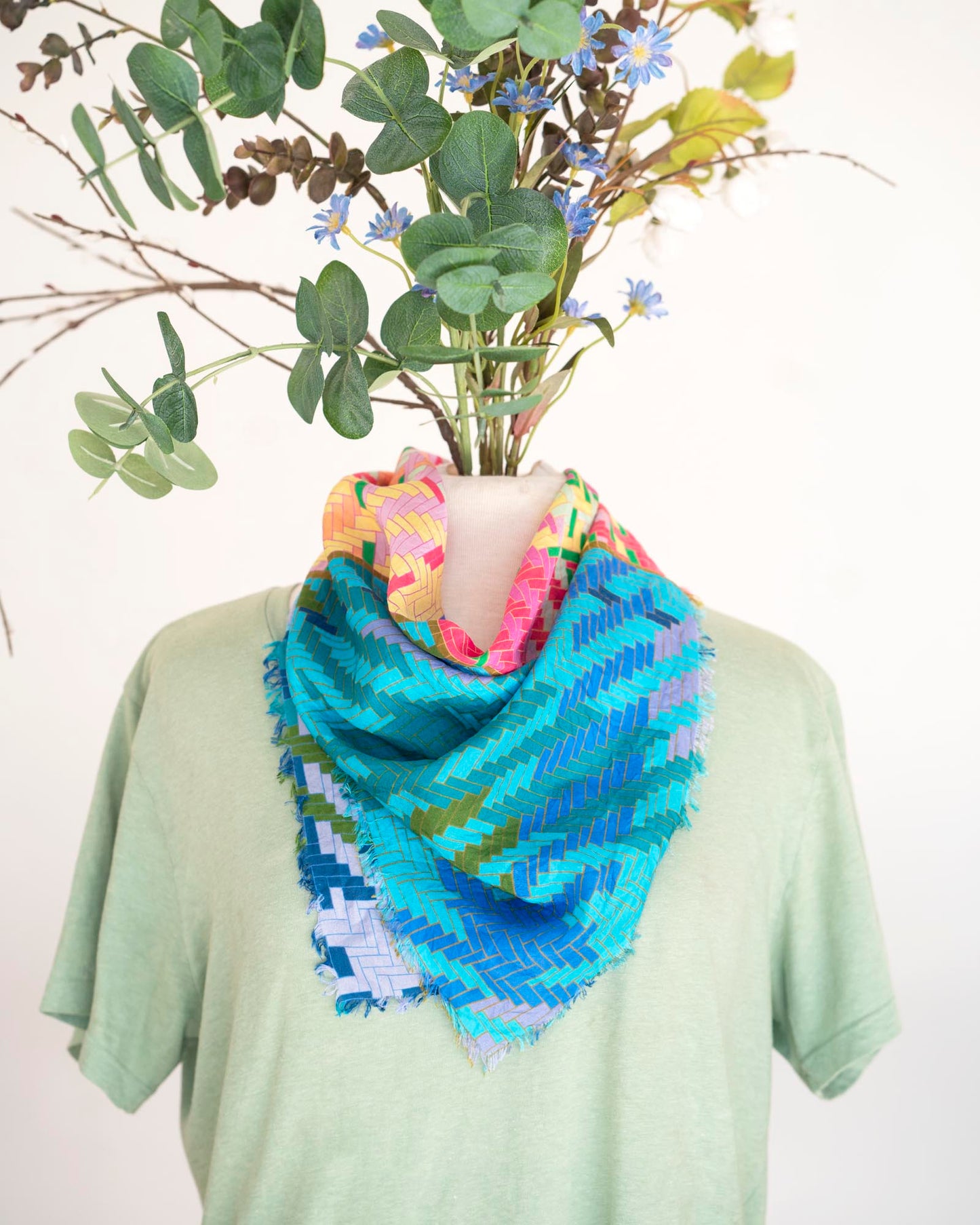 Spring in the Mountains Silk Bandana Scarf - Tartan & Tweed