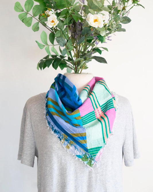 Spring in the Mountains Cotton Scarf - Stripes