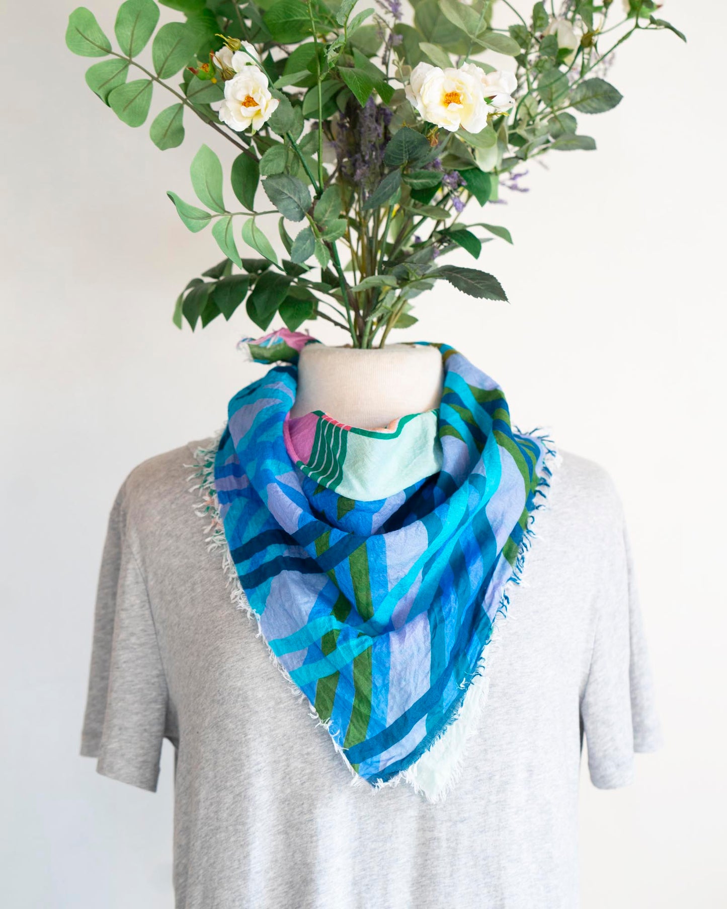 Spring in the Mountains Cotton Scarf - Stripes