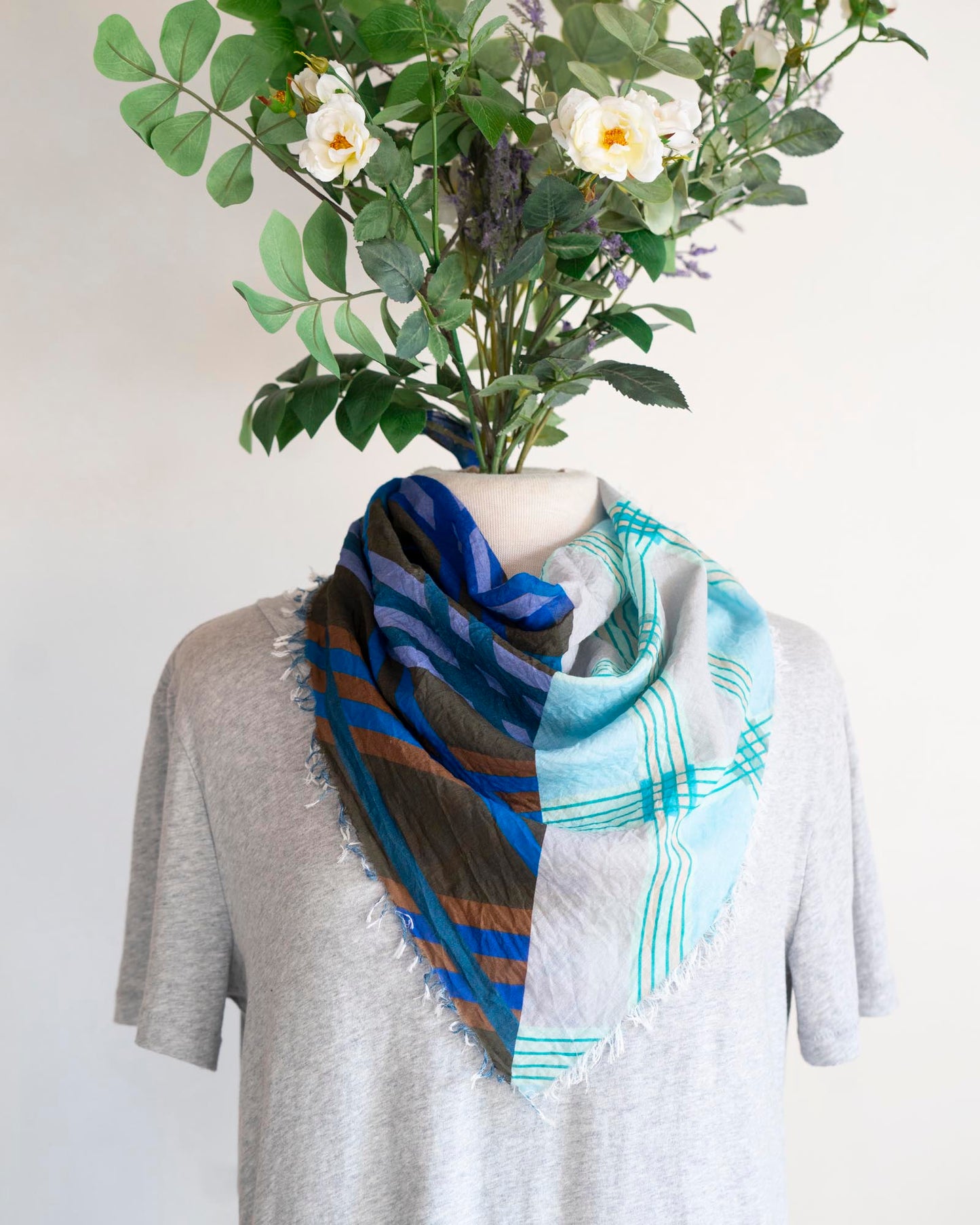 Winter on the Coast Cotton Scarf - Stripes