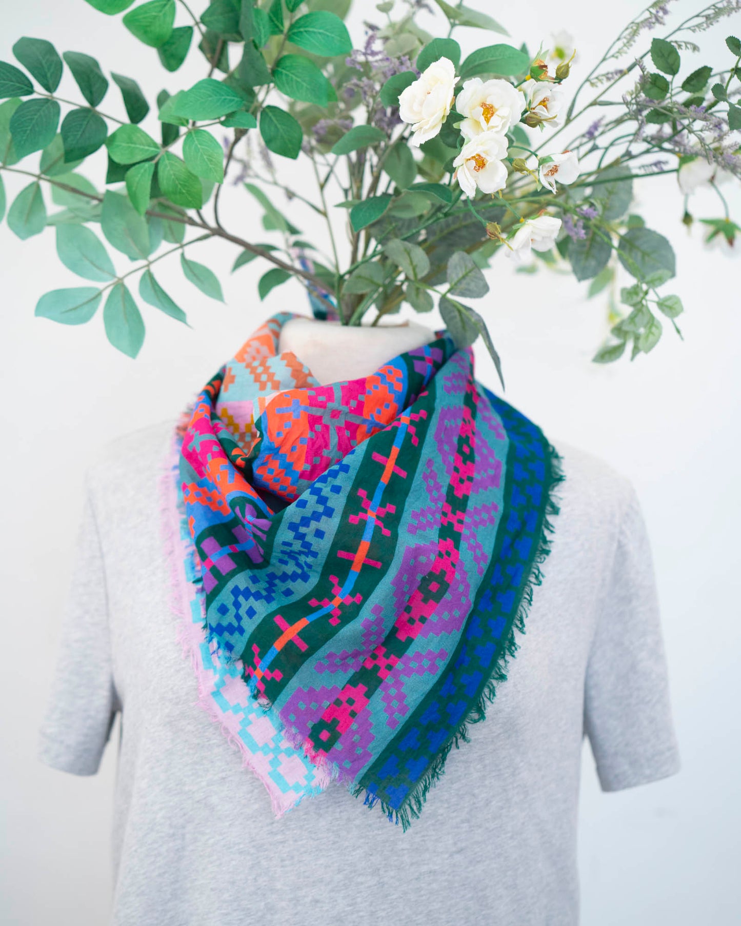 Summer Cotton Scarf - Fair Isle