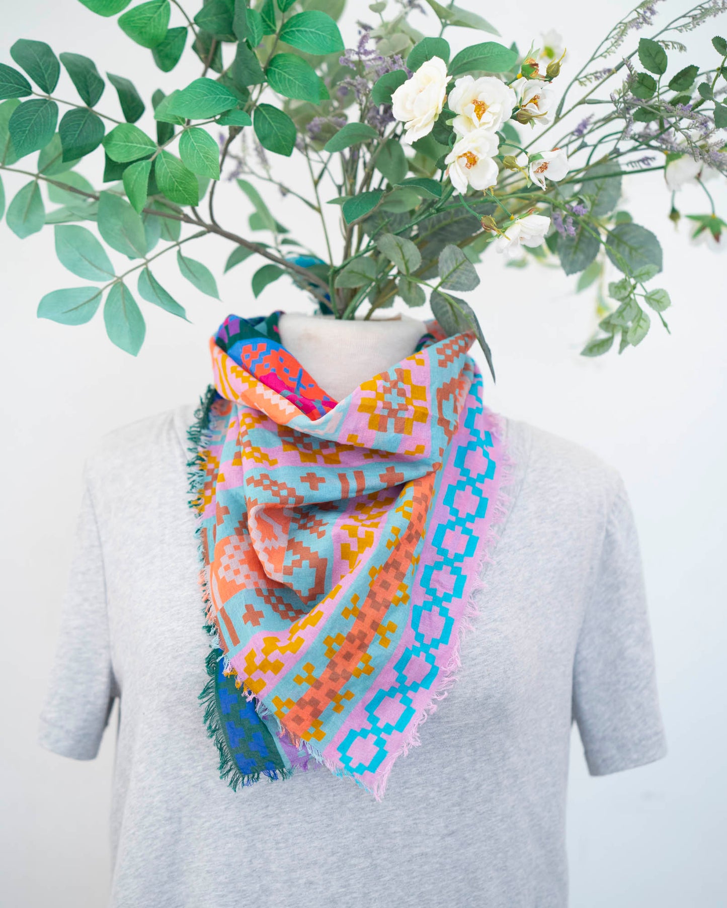 Summer Cotton Scarf - Fair Isle
