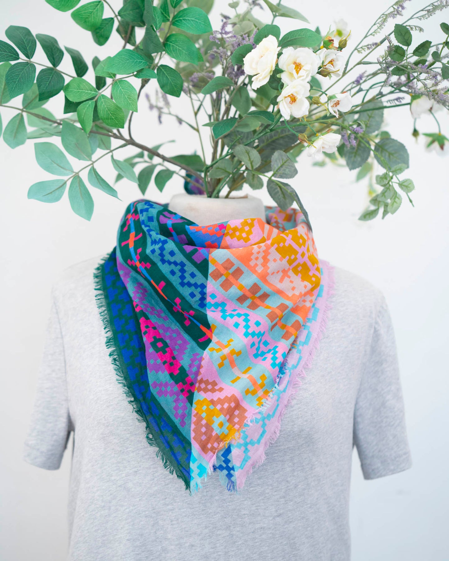 Summer Cotton Scarf - Fair Isle