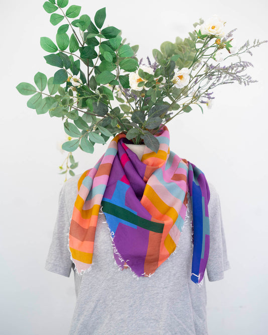 Summer in the Desert Silk Wild Rag Scarf - Crossed