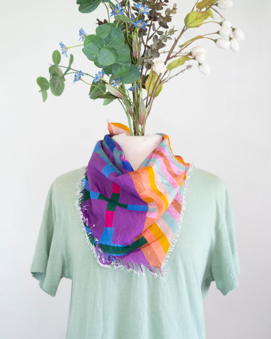Summer in the Desert Silk Bandana Scarf - Crossed