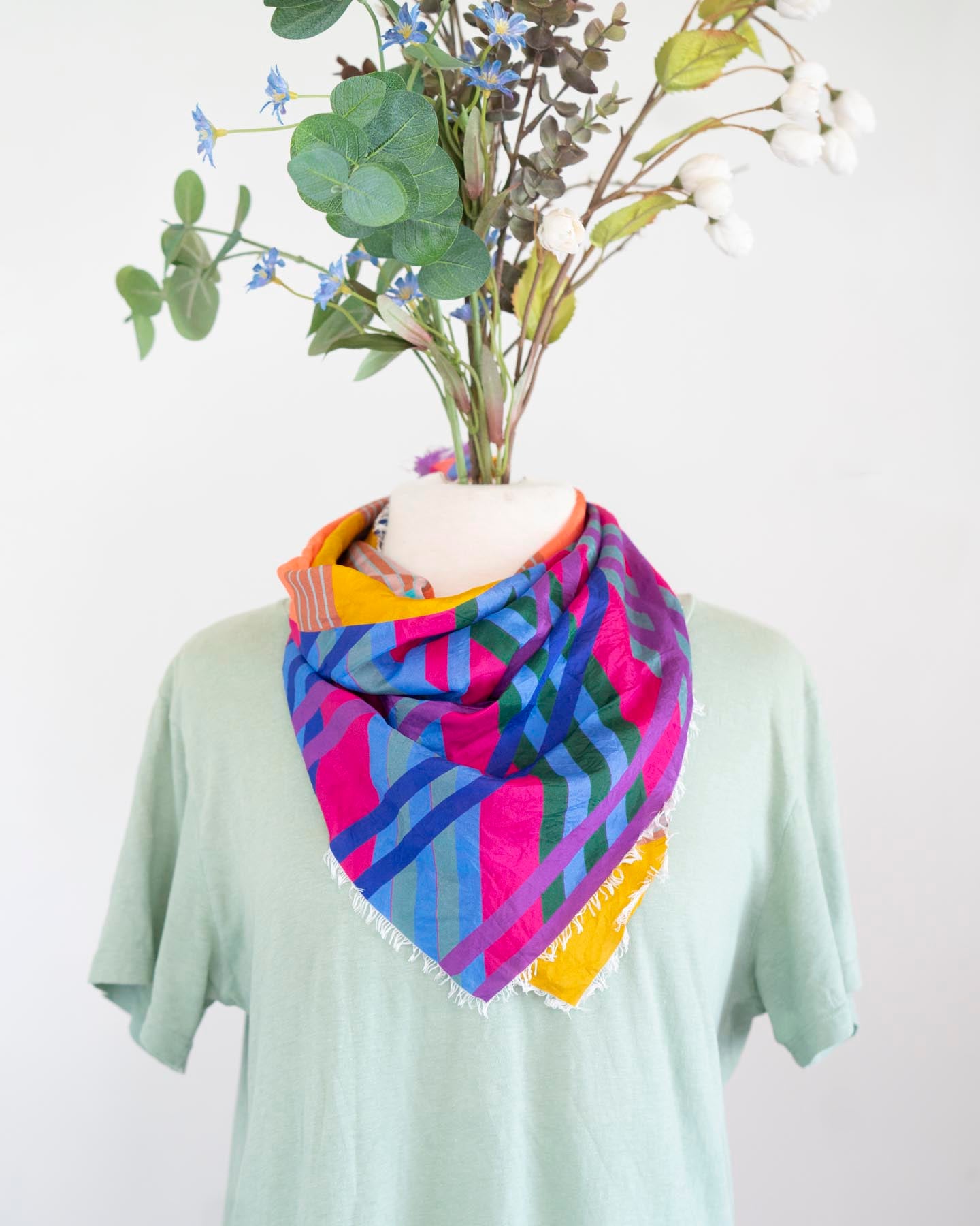 Summer in the Desert Silk Bandana Scarf - Stripes