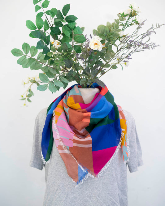 Summer in the Desert Silk Wild Rag Scarf - Shapes
