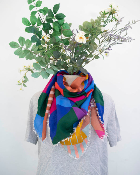 Summer in the Desert Silk Wild Rag Scarf - Shapes