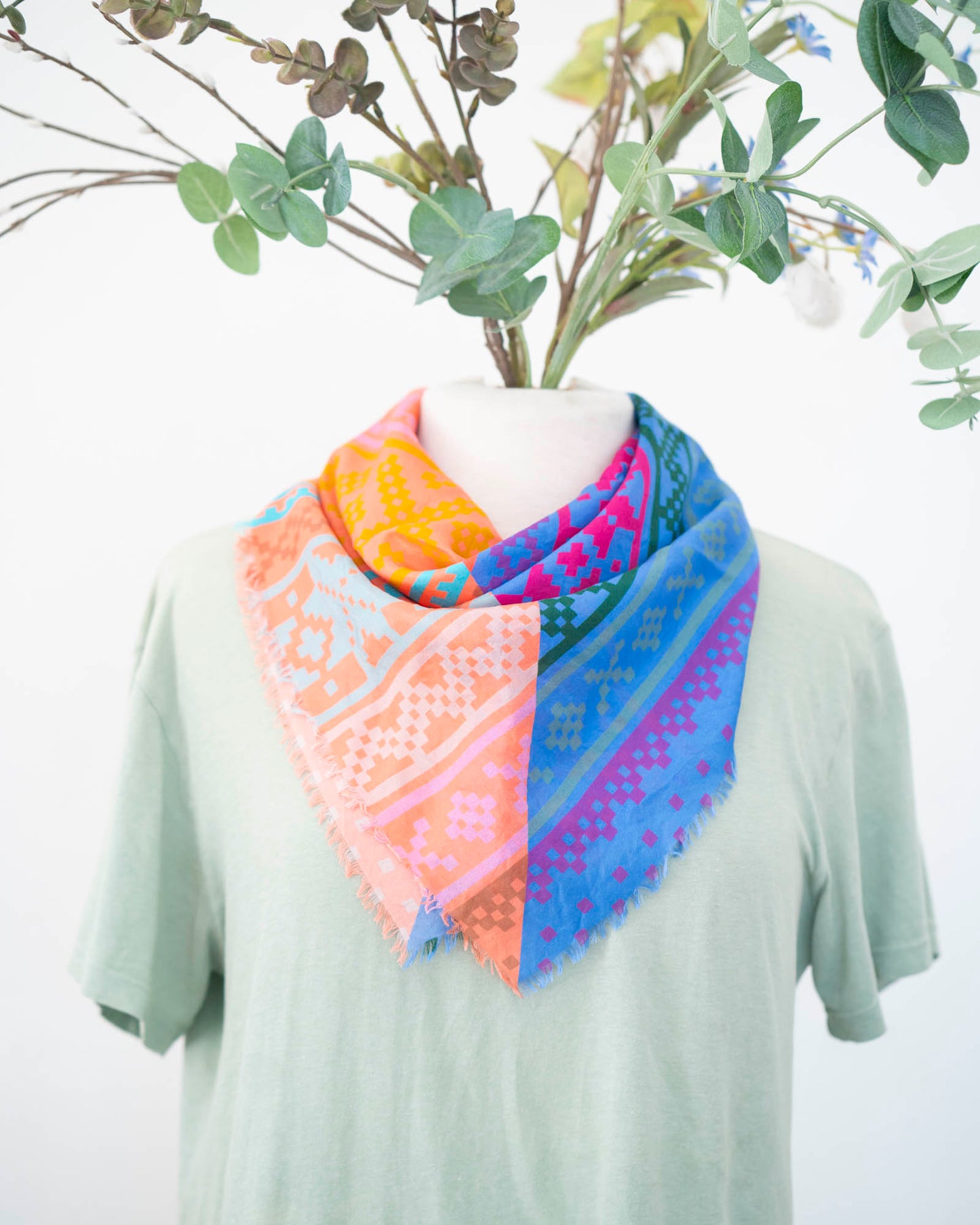 Summer in the Desert Silk Bandana Scarf - Norwegian