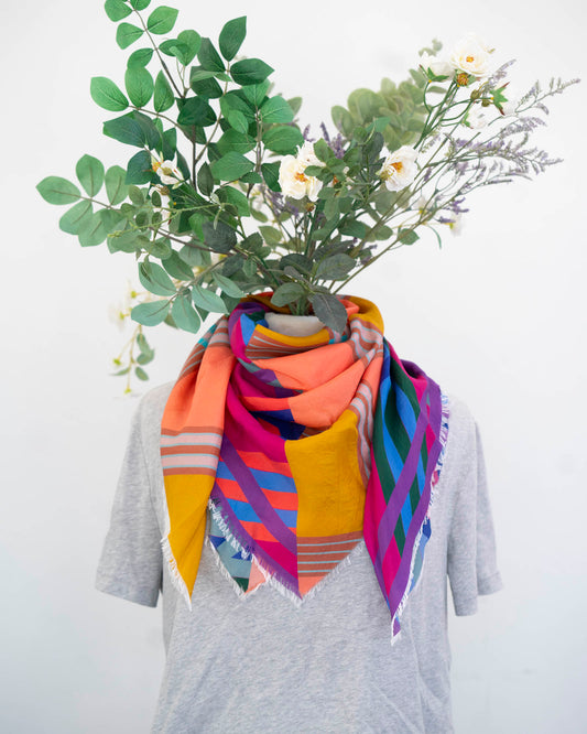 Summer in the Desert Silk Wild Rag Scarf - Stripes