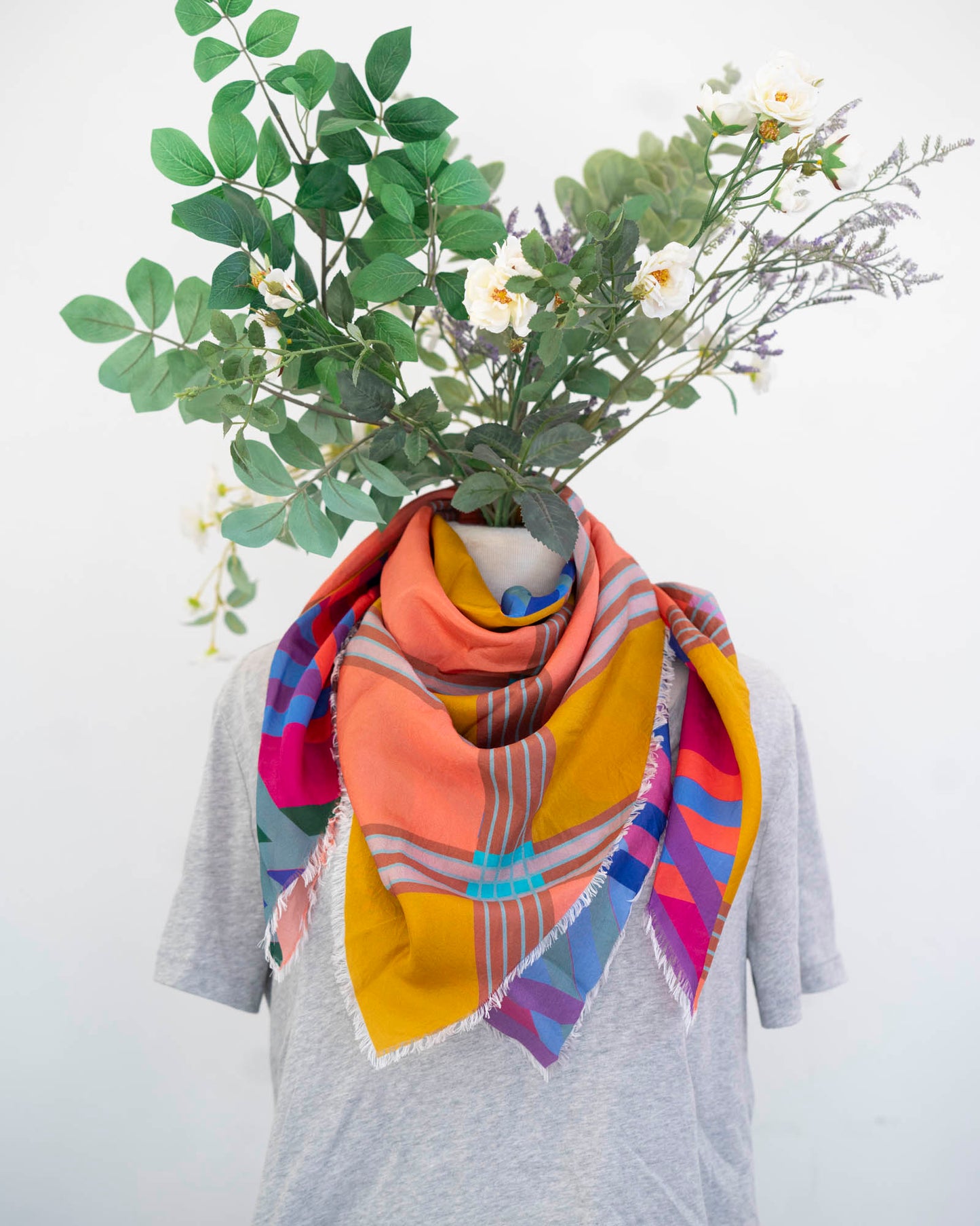 Summer in the Desert Silk Wild Rag Scarf - Stripes