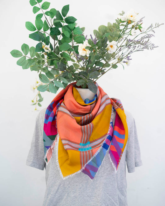 Summer in the Desert Silk Wild Rag Scarf - Stripes