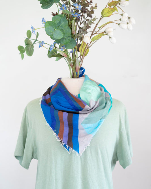 Winter on the Coast Silk Bandana Scarf - Diamonds