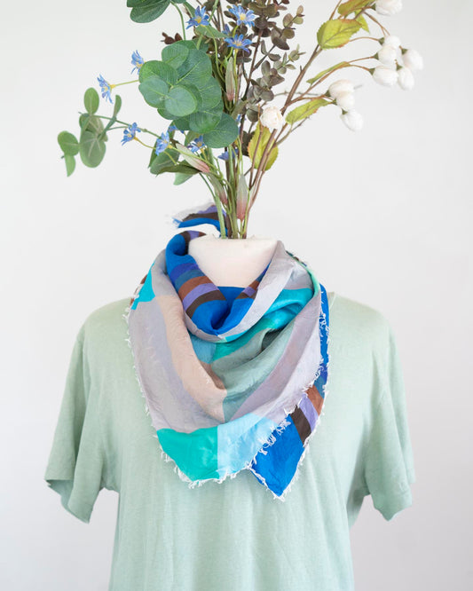 Winter on the Coast Silk Bandana Scarf - Diamonds