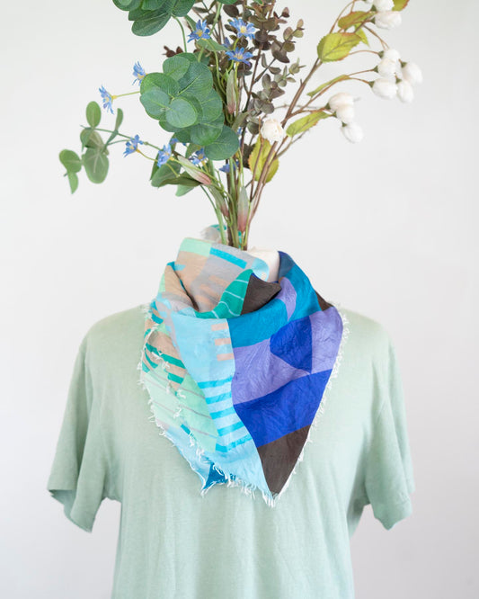 Winter on the Coast Silk Bandana Scarf - Shapes