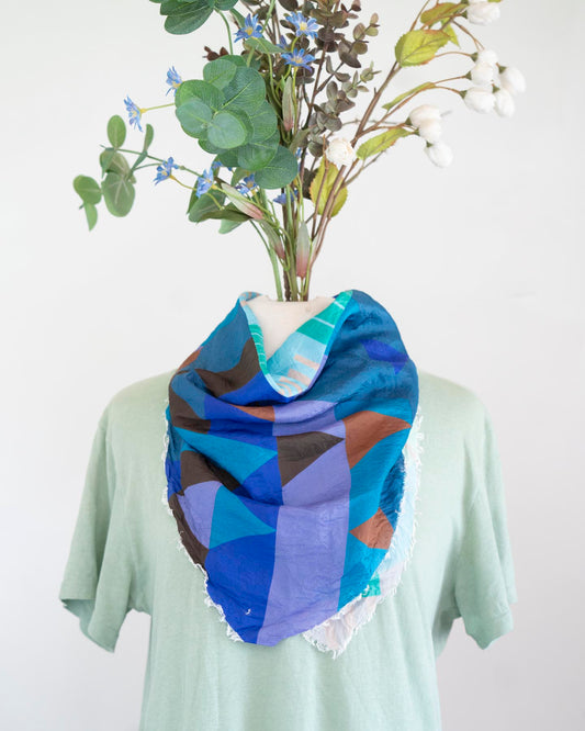 Winter on the Coast Silk Bandana Scarf - Shapes