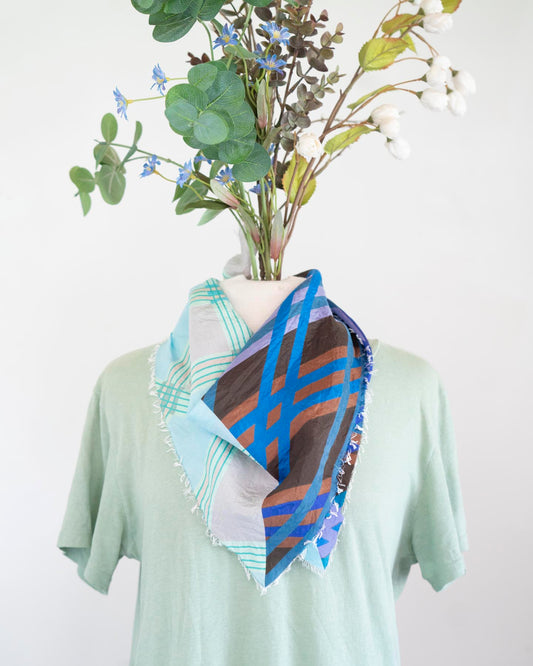 Winter on the Coast Silk Bandana Scarf - Stripes