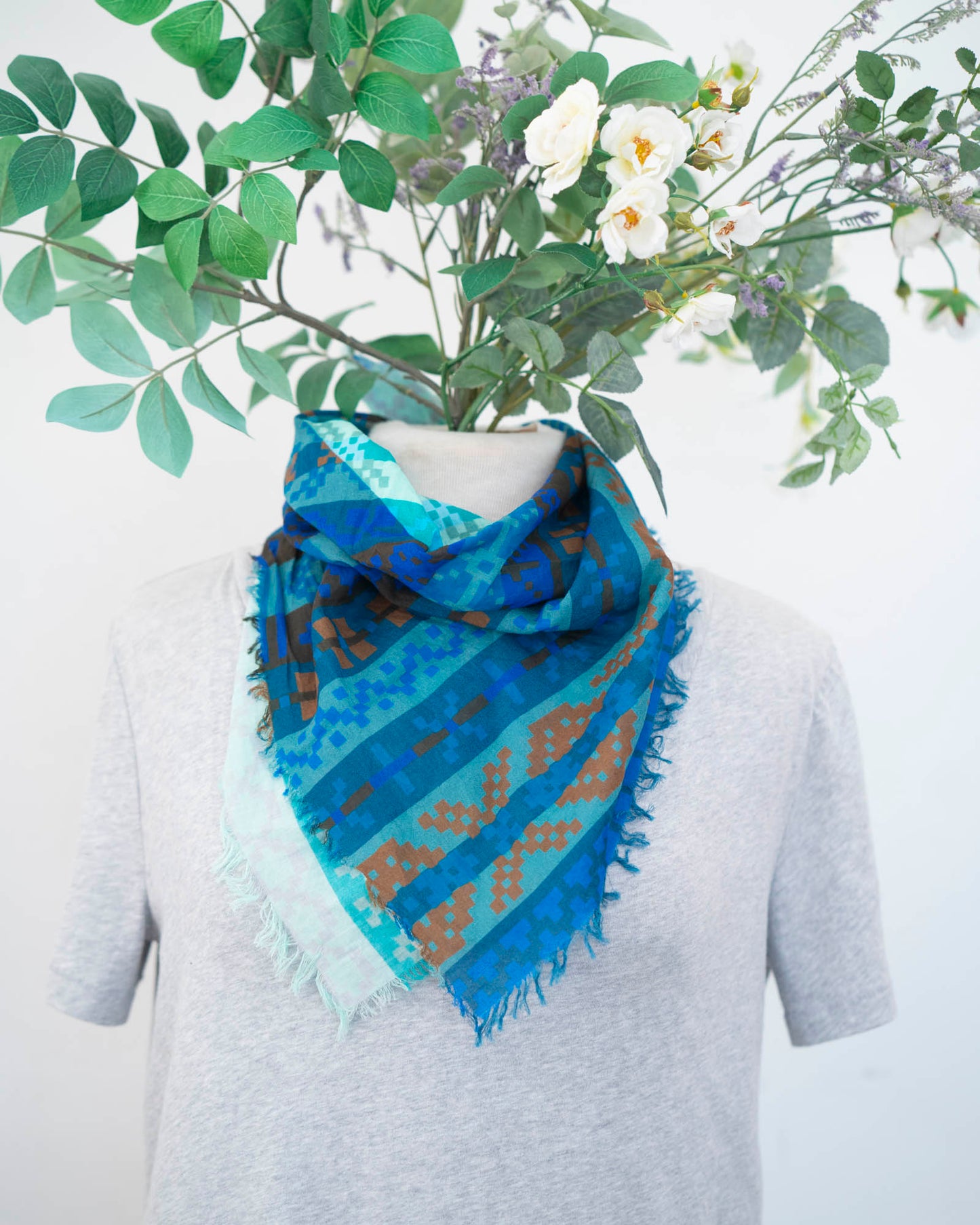 Winter Cotton Scarf - Fair Isle