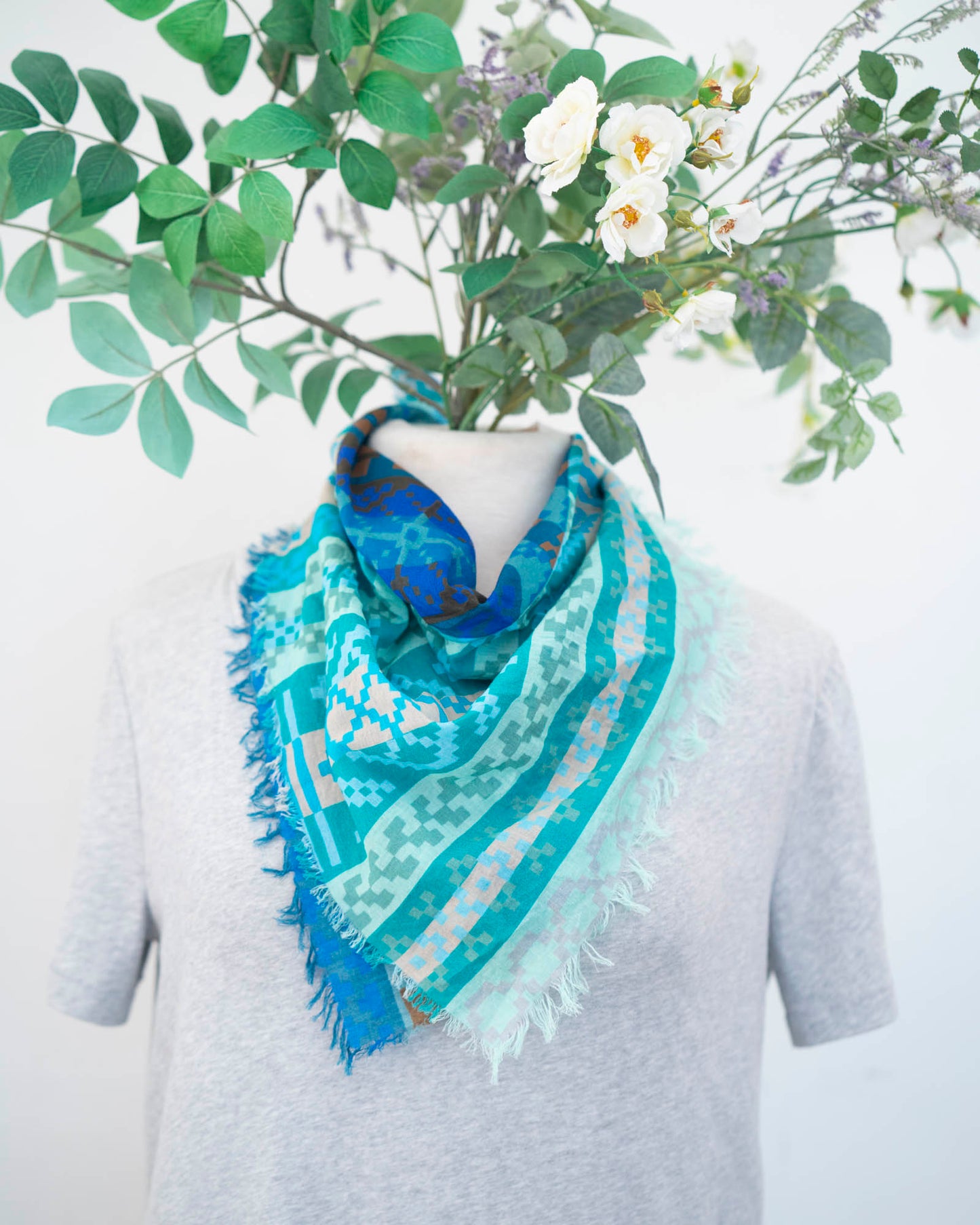 Winter Cotton Scarf - Fair Isle